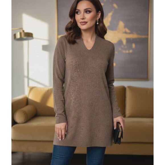 Vintage Parisian Signature Size M Italian Fine Merino Wool Sweater Tunic Luxury - Picture 1 of 11